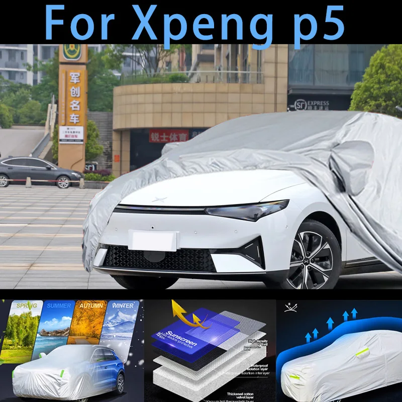 

Для Xpeng p5 уличная защита полный автомобильный чехол снежный чехол солнцезащитный козырек водостойкий пылезащитный внешний автомобильный чехол защита