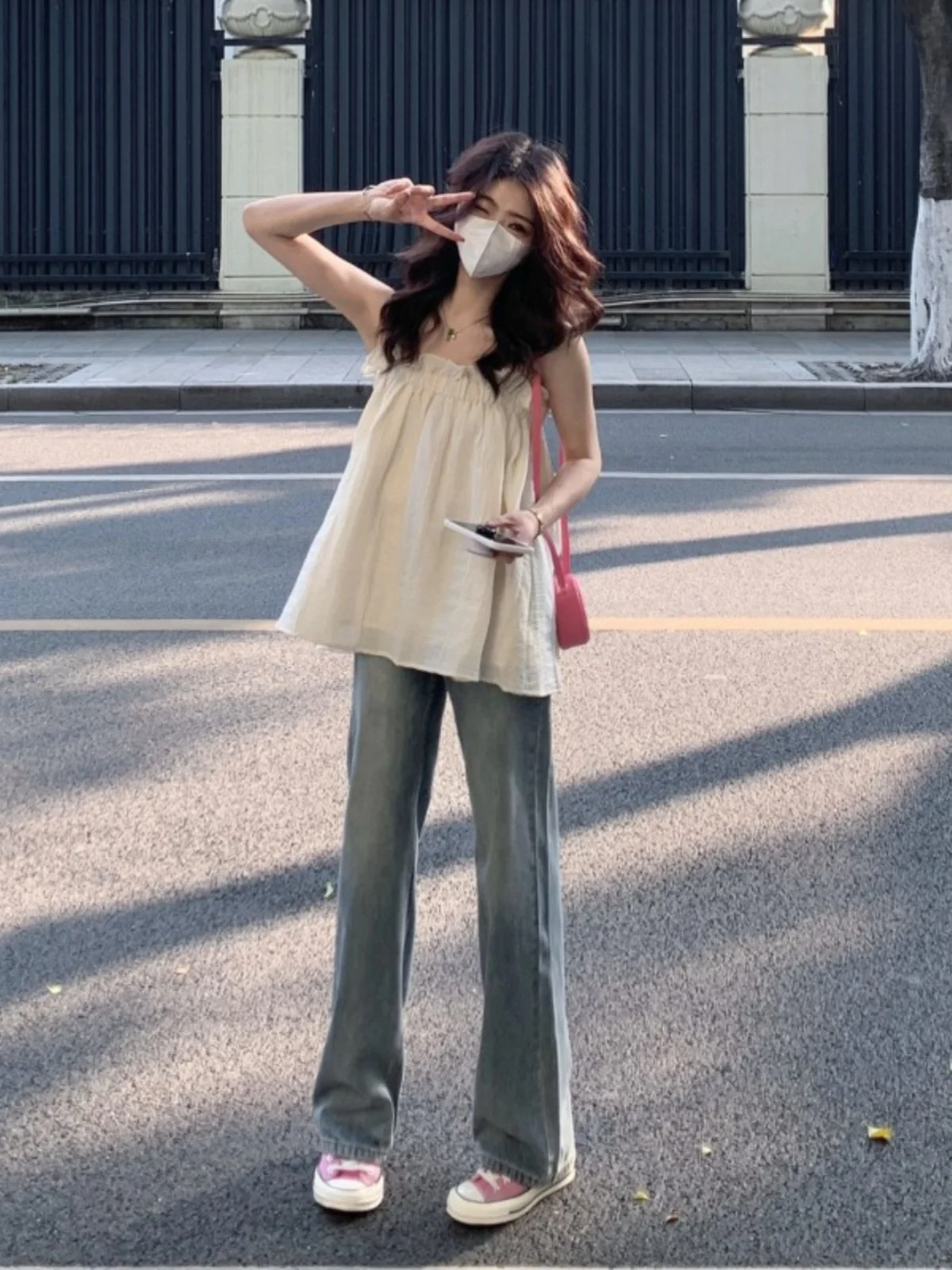 ارتفاع الخصر مستقيم الساق الجينز المرأة فضفاضة تناسب التخسيس حجم كبير خمر واسعة الساق الطابق طول السراويل الخريف وصول جديد