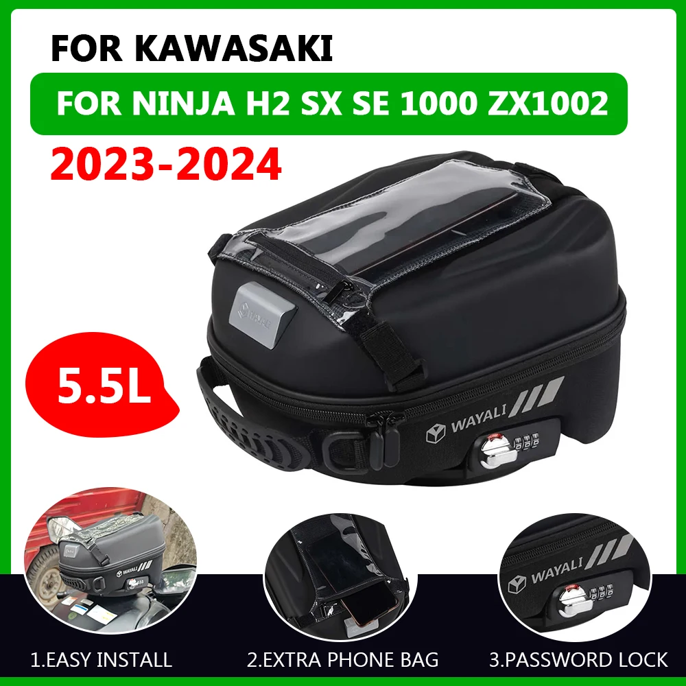 Motorcycle Accessories Fuel Tank Bag For Kawasaki Ninja H2 SX SE 1000 ZX1002 2023 2024 Backpack Luggage Bag Lock Storage Bag