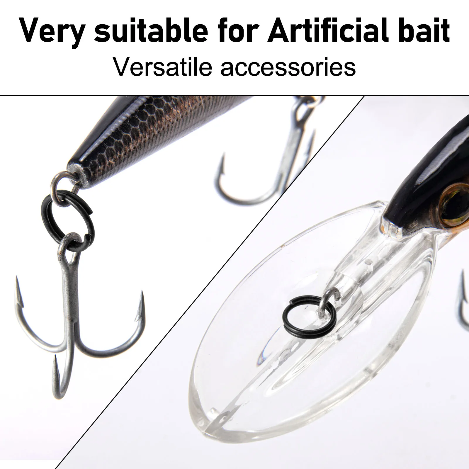 Fishing Lure Split Ring 3.5mm-22mm for Changing Fishing Hooks Hard Baits Connector Lure Snap Stainless Steel Matt Black view 3