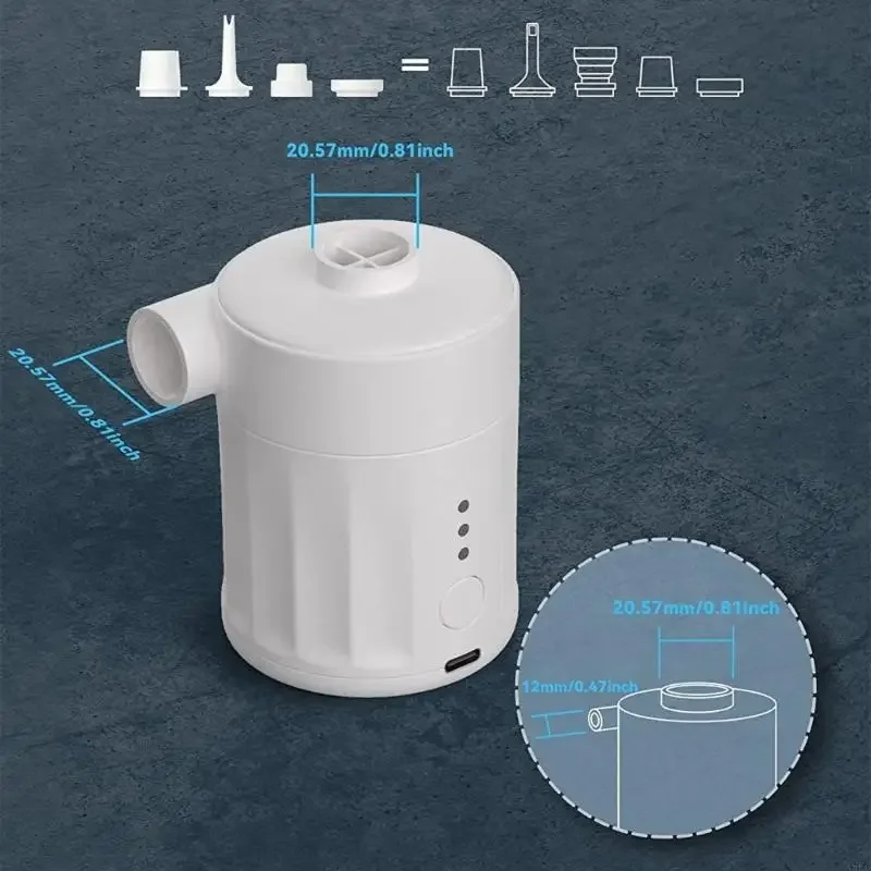 Light Handheld Inflation Tool with 4 Nozzles and Transporting Twin link Air Mattresses and Pool Hovers