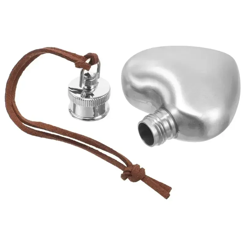 Outdoor Portable Hip Flask, Small Heart Shaped Wine Pot. Stainless Steel Flask for Wine or Water. Compact and Stylish