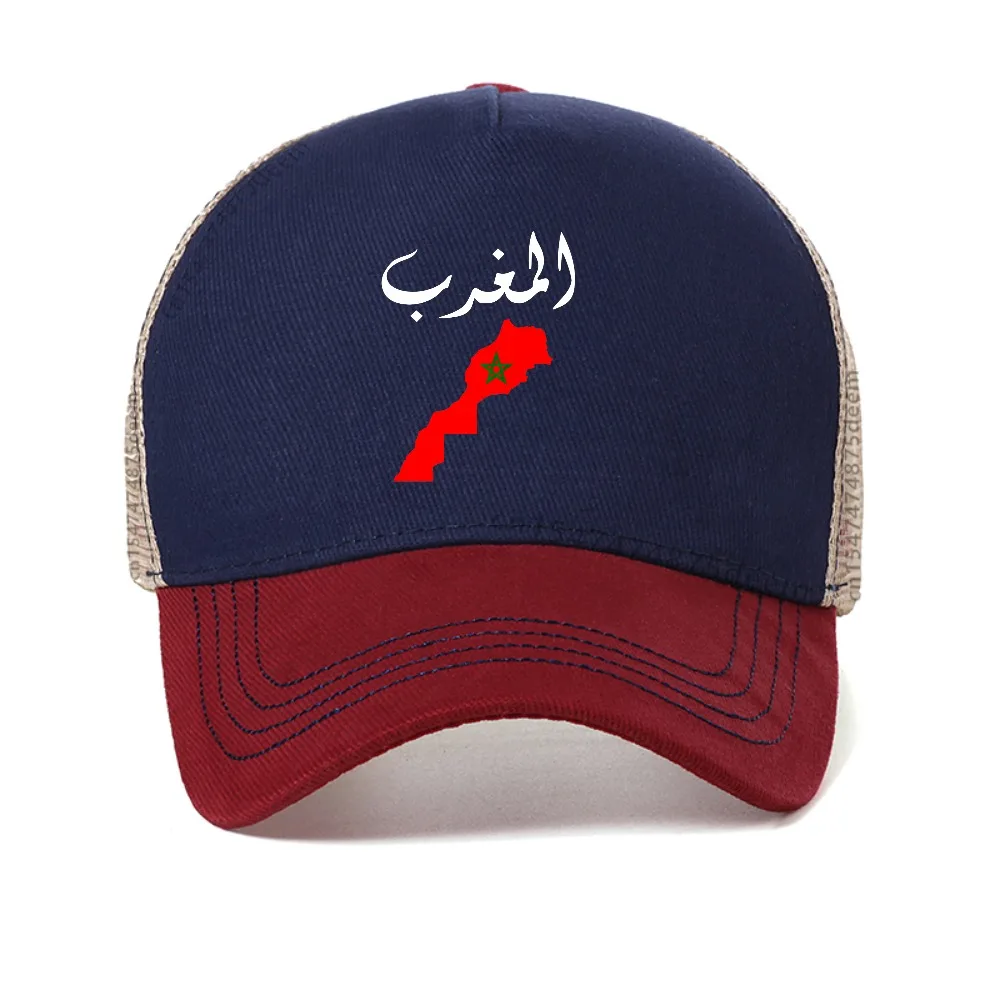 Morocco Flag Graphic mesh baseball cap Men women vintage casual sun sports hat outdoor adjustable Breathable trucker hats 2