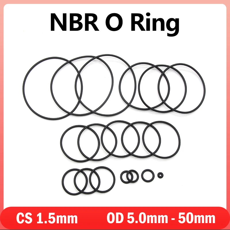 

10/50Pcs NBR O Ring Gasket CS 1.5mm OD 5mm ~ 80mm Black Automobile Nitrile Rubber Round Corrosion Oil Resist Sealing Washer