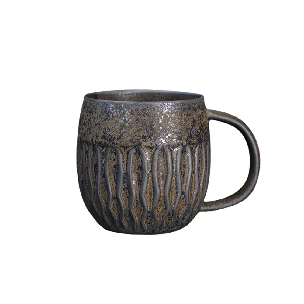 

Unique 600ml Kiln-Changing Coffee Mug Ceramics Large Capacity Breakfast Cup Microwave Safe Milk Cup Living Room