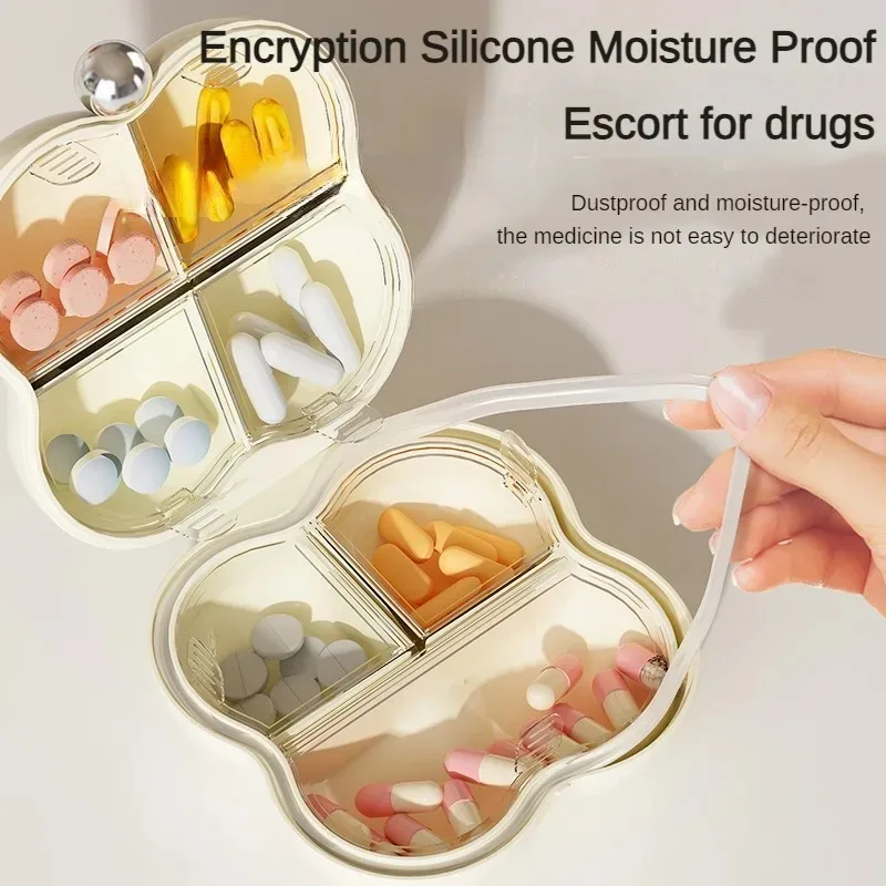 7-Day Portable Flower-Shaped Pill Organizer Compact Medication Divider Box with Individual Compartments for Daily Use