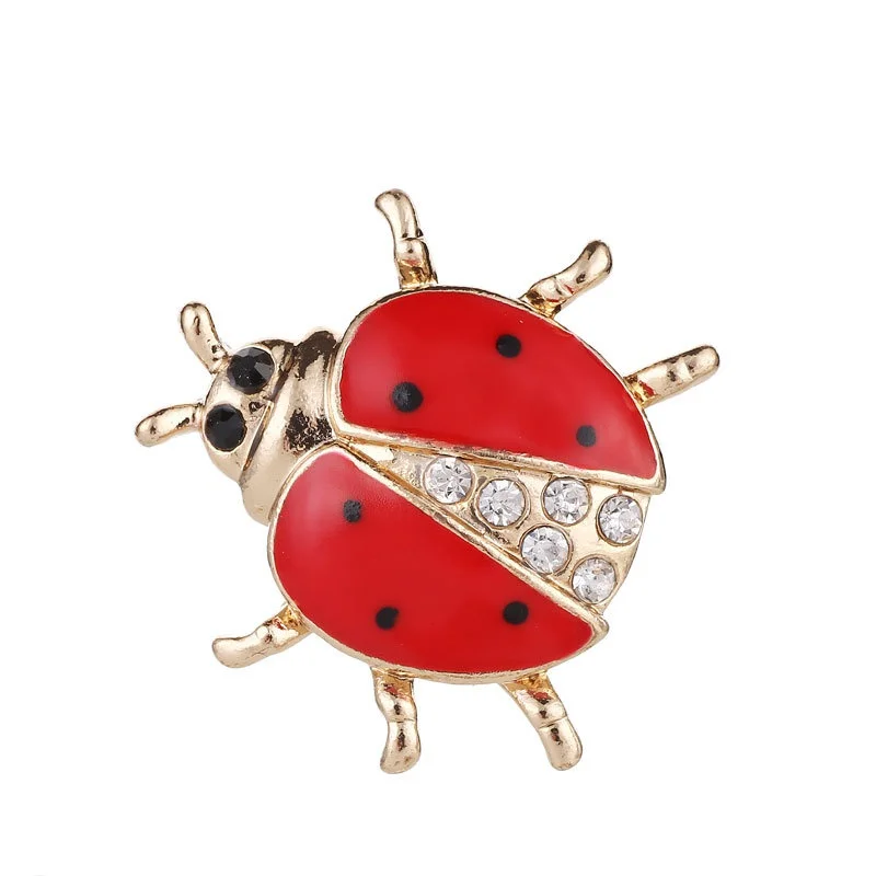 women men rhinestone ladybug brooch clothing collar insect pin