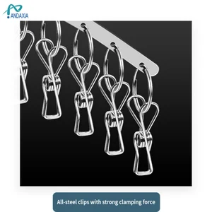 Rack de roupas de aço inoxidável transfronteiriço curvo 6/8/10 clipe meias rack de secagem clipe de aço inoxidável à prova de vento cabide de roupas 10 principais vendas para secar roupa - №3