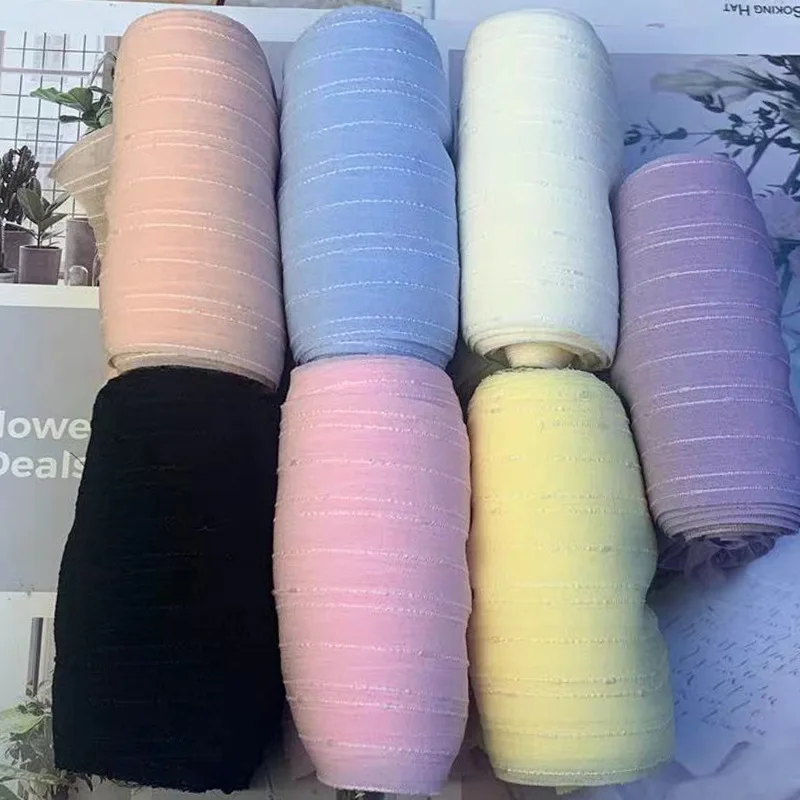 12CM 10 Yards Stripe Crepe Chiffon Pleated Yarn Ribbon Hair Bows DIY Handmade Accessories Home Puffy Skirt Sewing Supplies