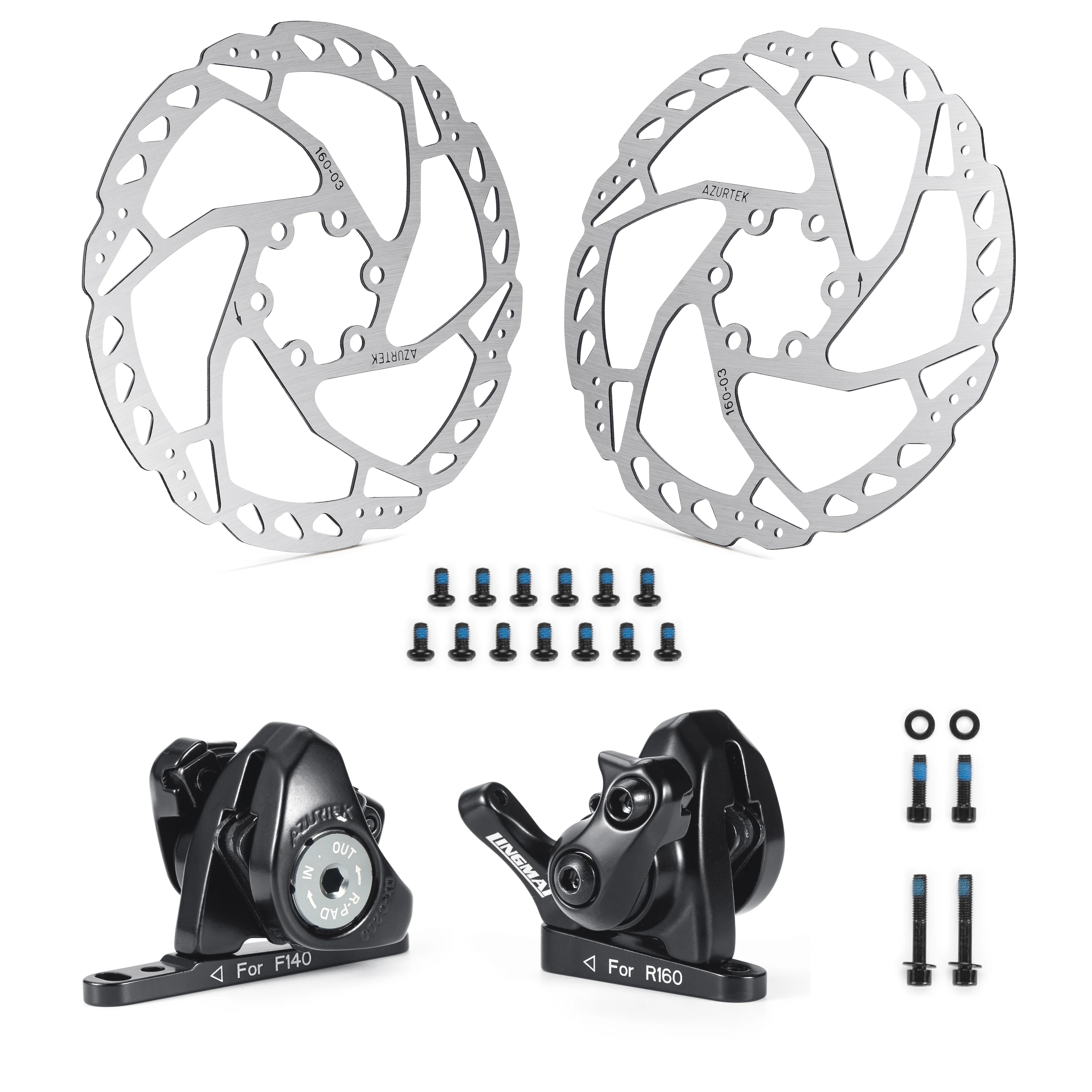 LINGMAI Road Bike Disc Brake Flat-mounted direct Caliper Mechanical Wire Pull Disc Brake Front Rear 160 mm Bicycle Parts