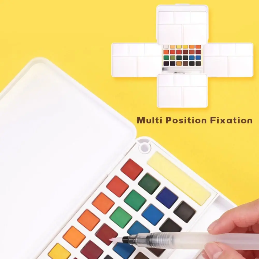 

High Quality With Water Brush Pen Watercolor Paint Set 12/18/24/36/48 Colors Solid Oil Painting Kit Painting Pigment Set School