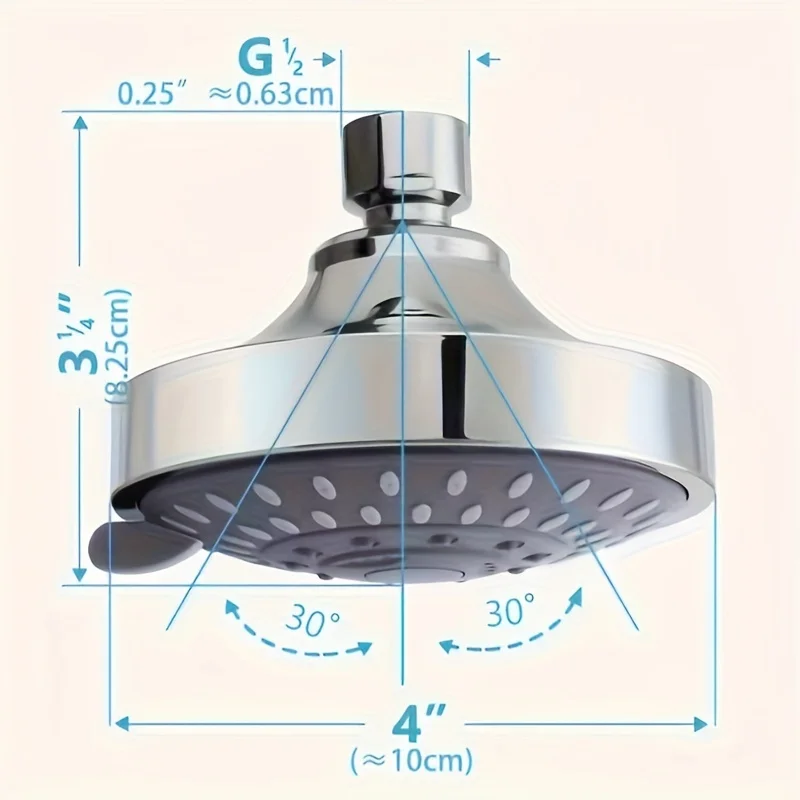 High Pressure Shower Head Lotus Shower Head 5-speed Silvery Function High-pressure Nozzle Bathroom Accessories