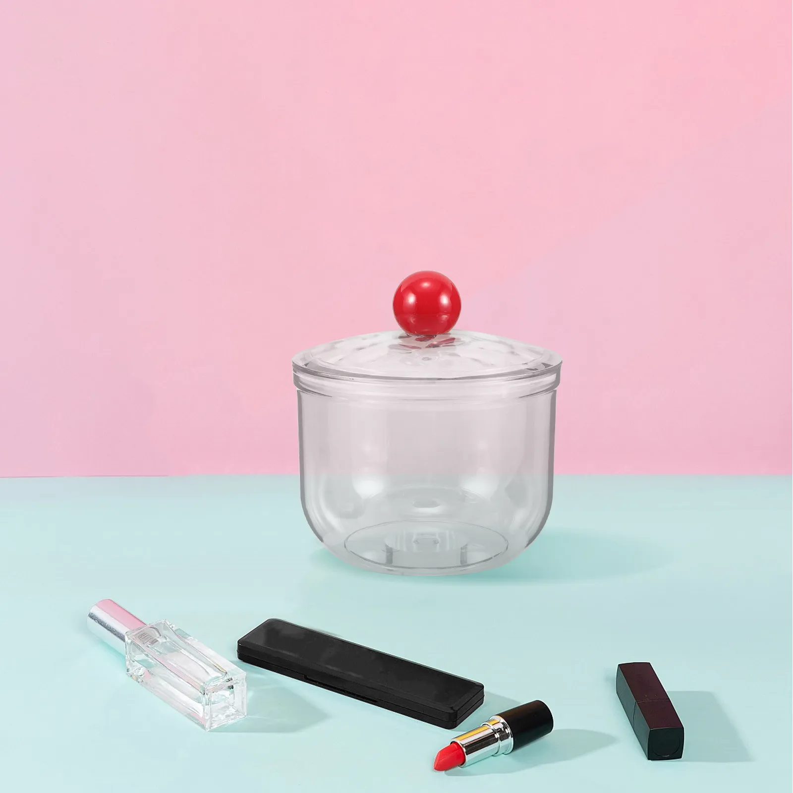 900Ml Clear Airtight Candy Jar with Lid for Office Desk Kitchen Storage Cotton Swabs Toothpicks Candy Cookies Flour Nuts Plastic