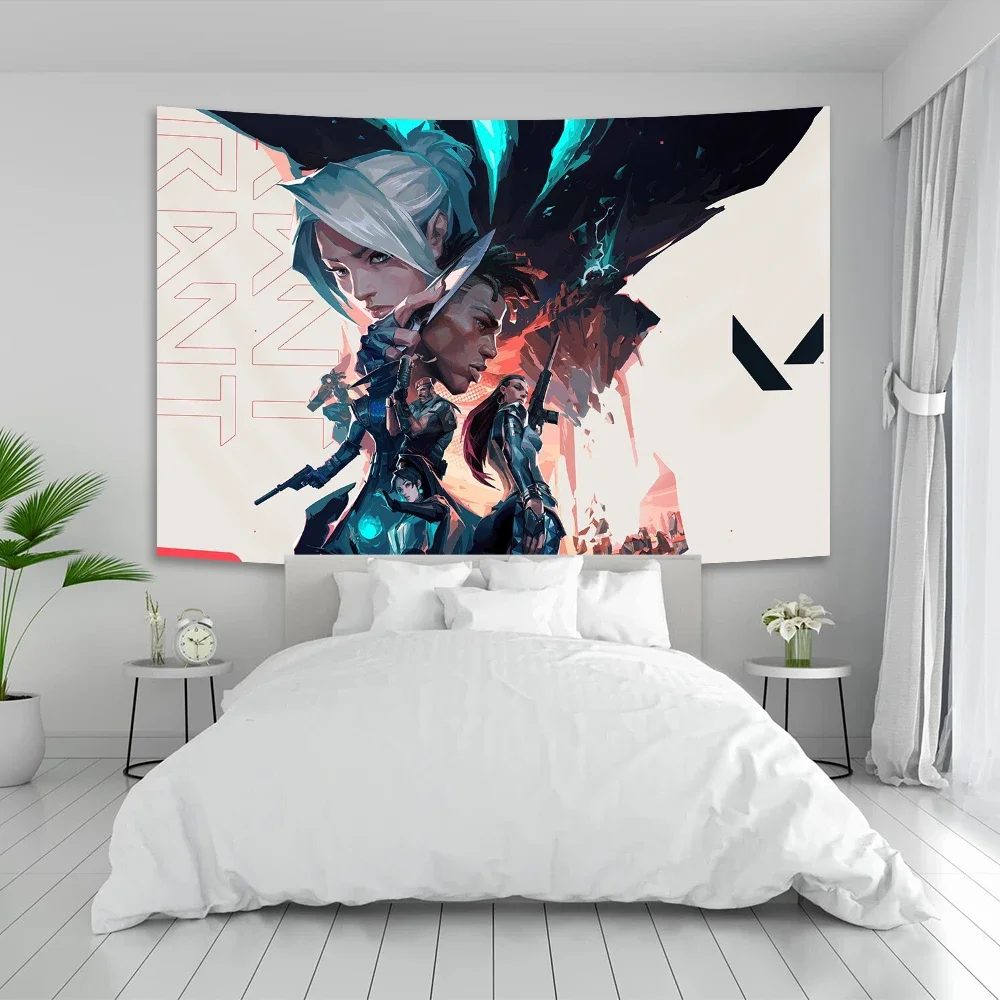 Pop Shootout Game Valorant Poster Tapestry Bohemian Polyester Wall Art Home Decoration