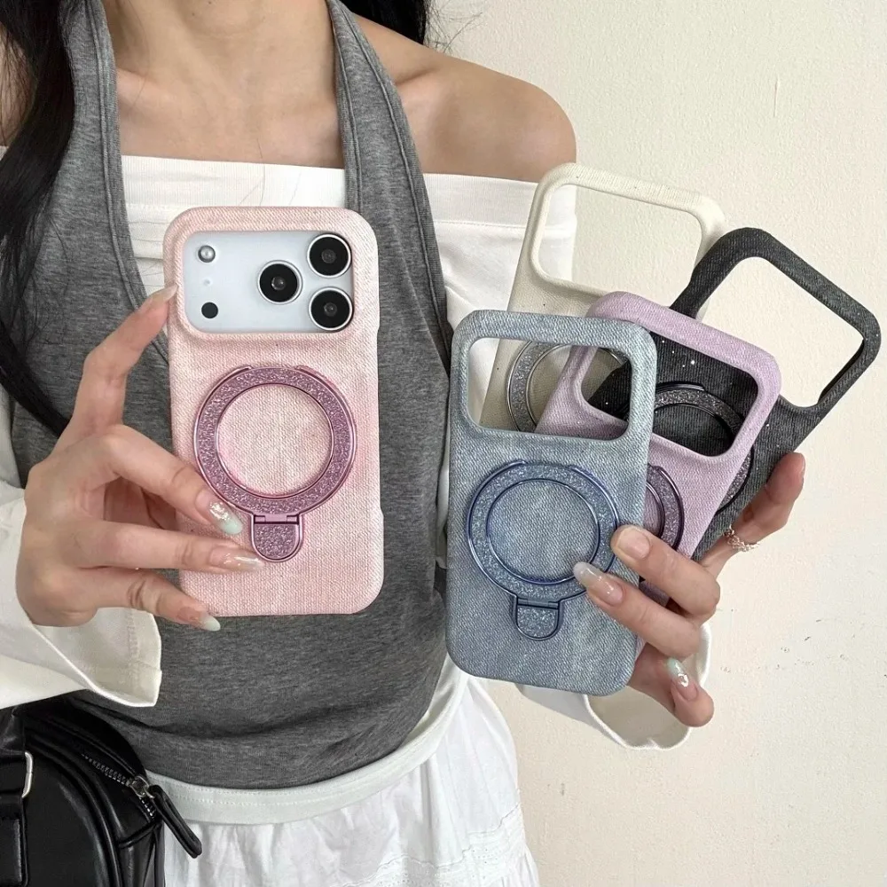 

Модный блестящий блестящий девичий тканый чехол в стиле INS для IPhone 17 Pro Max Air 16, 15, 14, 13, 12, задняя крышка с защитой от падения и подставкой