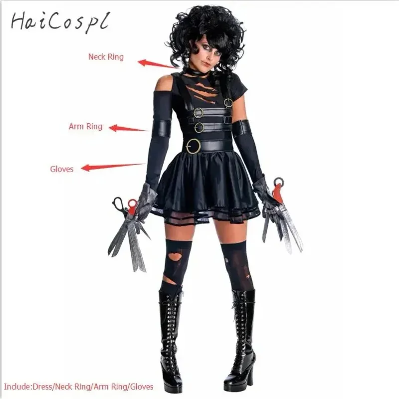 (#^.^#) 2026 New Movie Edward Scissorhands Cosplay Costumes for Adult Women Halloween Party Disguise Female Fancy Dre →_→LOOK ME view 3