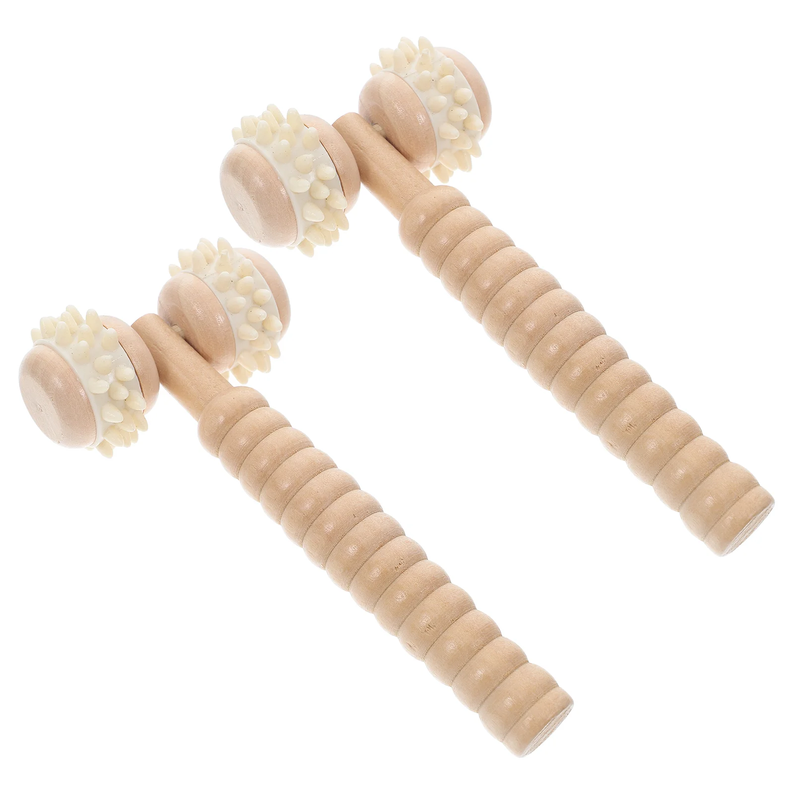 

2 Pcs Variety Wooden Roller Massager Foot Pad Coasters Hand Rollers Wheel for Legs