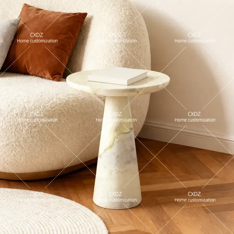 Fantao Italian minimalist green natural marble sofa side table living room household corner small coffee table