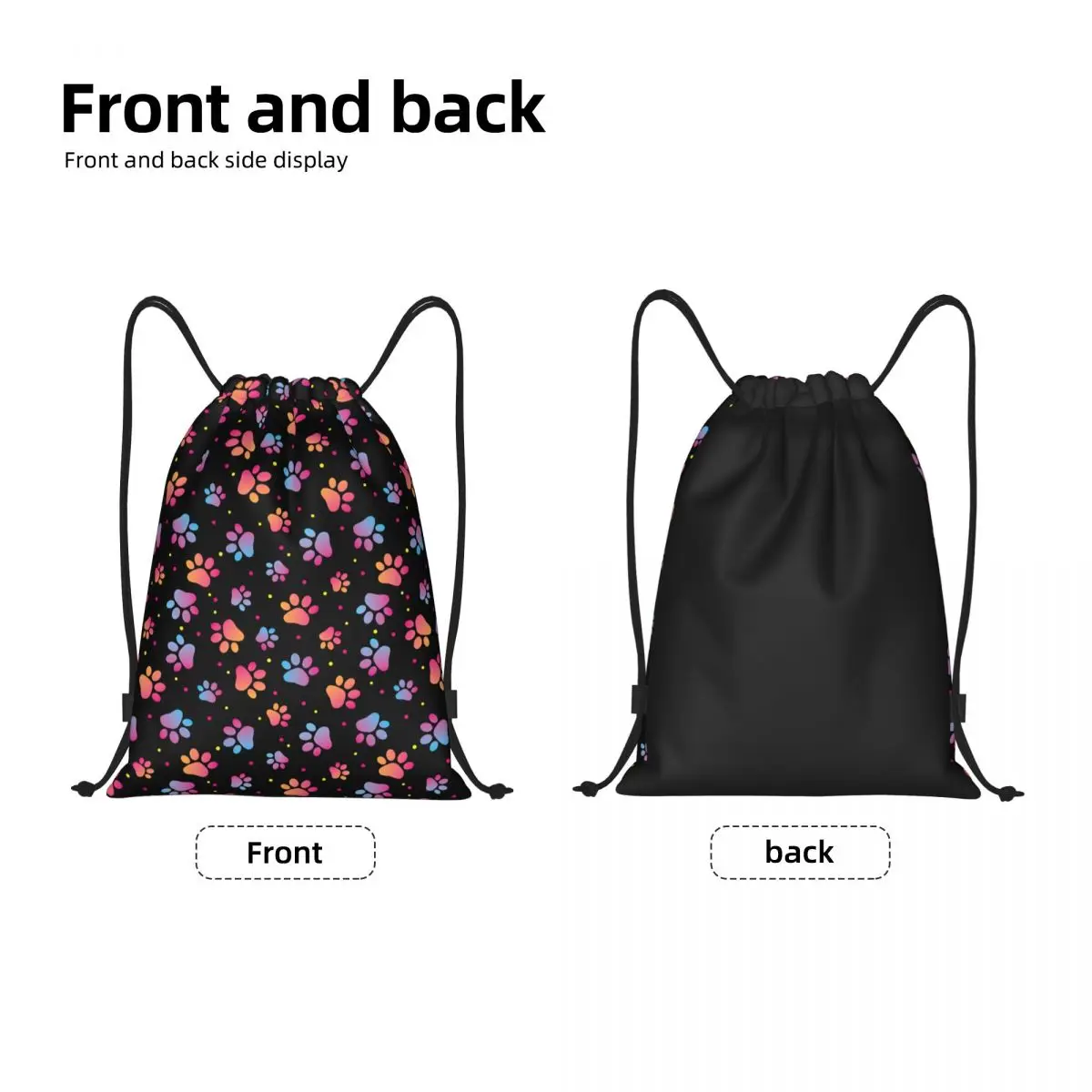 Custom Animal Footprint Dog Paw Prints Drawstring Bags Women Men Lightweight Sports Gym Storage Backpack