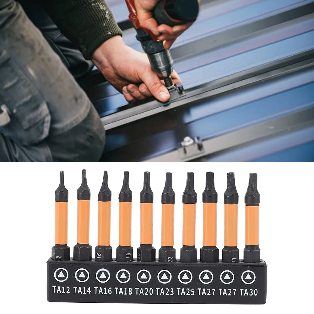 10pcs S2 Alloy Steel Triangle Screwdriver Bits Set Magnetic 1/4 Inch Hex Shank Triangle Head Drill Bit 50mm Length 2 Inch Length