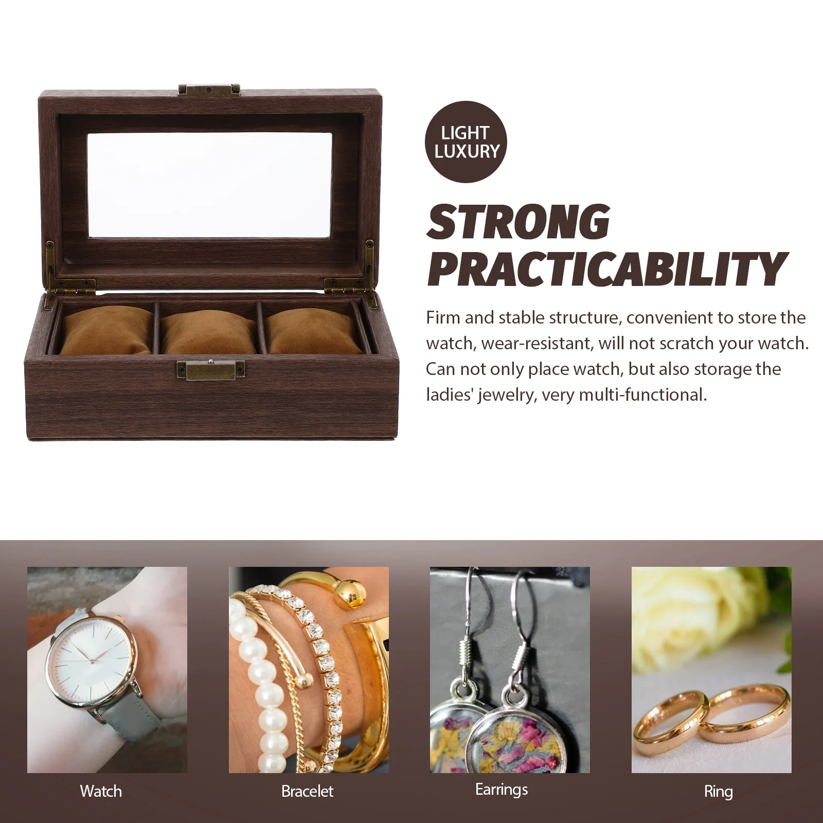 

Vanity Organizer Watch Display Case Desktop Jewelry Boxes for Women Holder Collection Watchbox