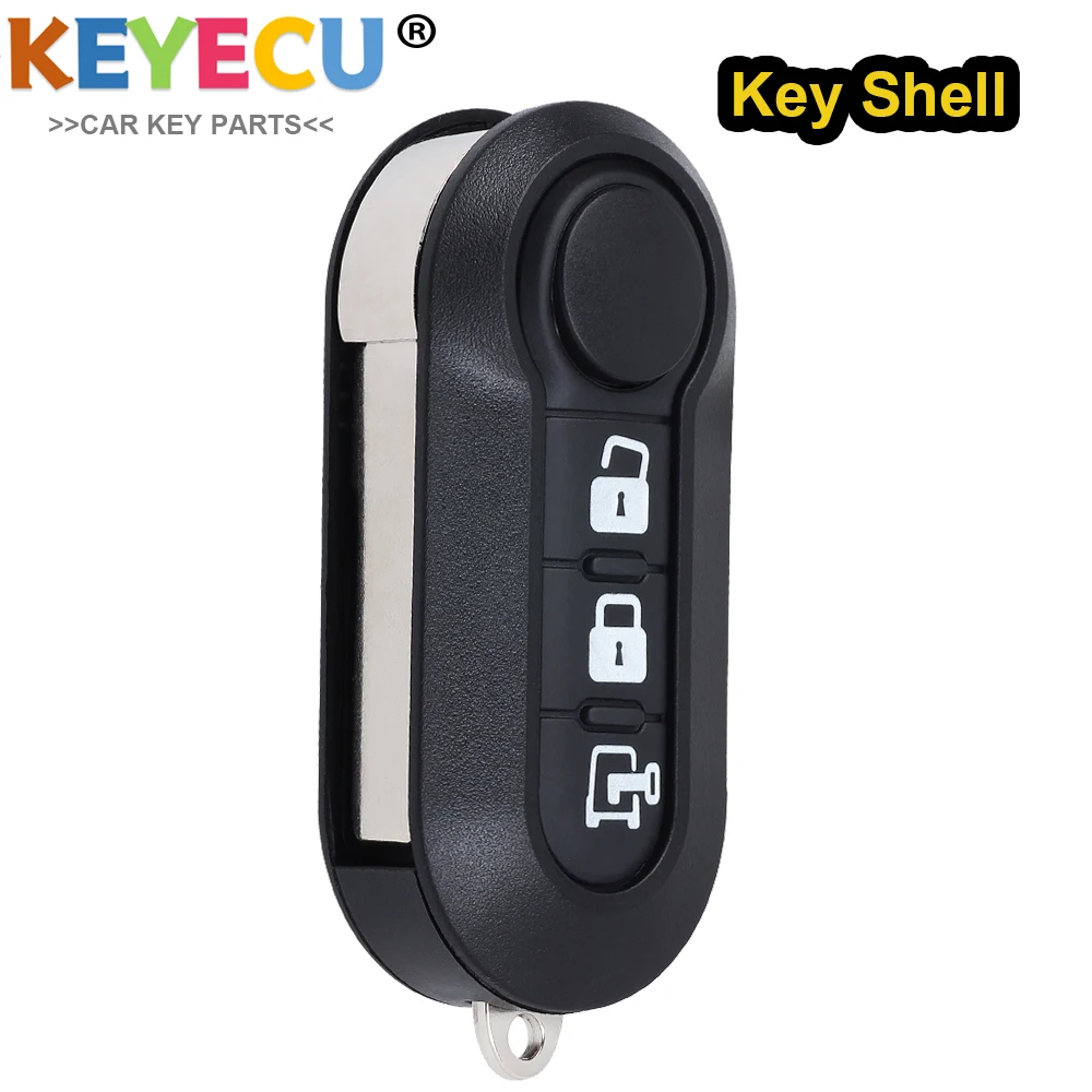 KEYECU Flip Remote Key Case Shell for Fiat 500L MPV Ducato, for Citroen Jumper, for Peugeot Boxer, Fob 3 Button - P/N: RX2TRF198