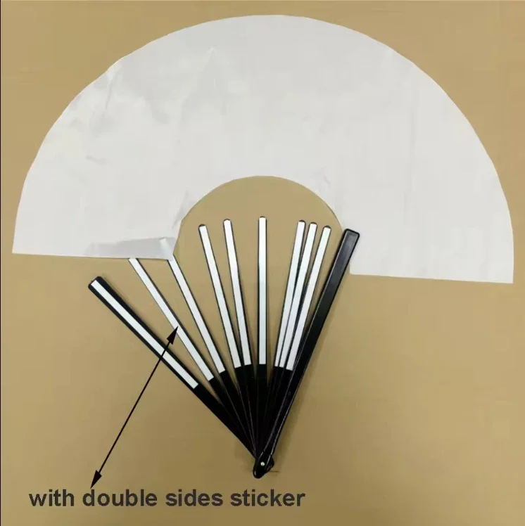 10pcs Pack 13 Inch Blank Foldable Fan Sublimation Printing Polyester Clacking Fan with Plastic Ribs KongFu Hand Fan Dance