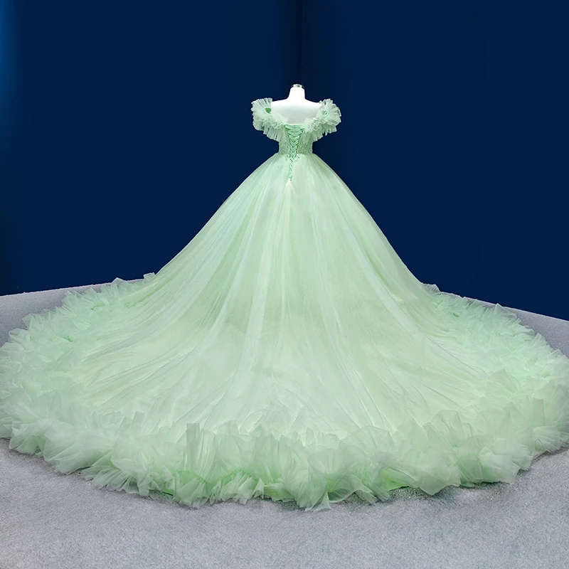 Vert Chérie Robes De Quinceanera Robe De Bal Lacets Doux 16 Robes Robes De 15 Ans Tulle Robes De Soirée Q2228