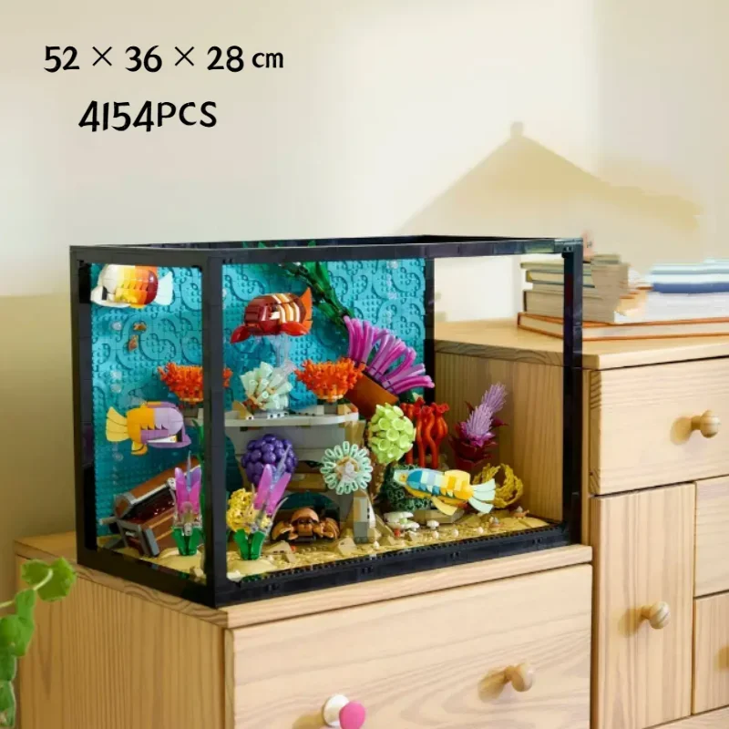 

With LED Lighting Tropical Aquarium Fish Tank Model 10366 Marine Animals Children's Assembly Building Blocks Toy Christmas Gift