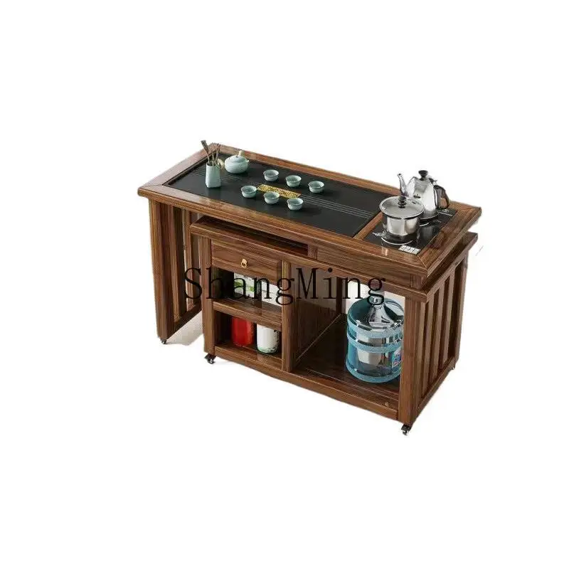 SM balcony rotating tea table and chair combination household new Chinese multi-functional small tea table 360 rotation