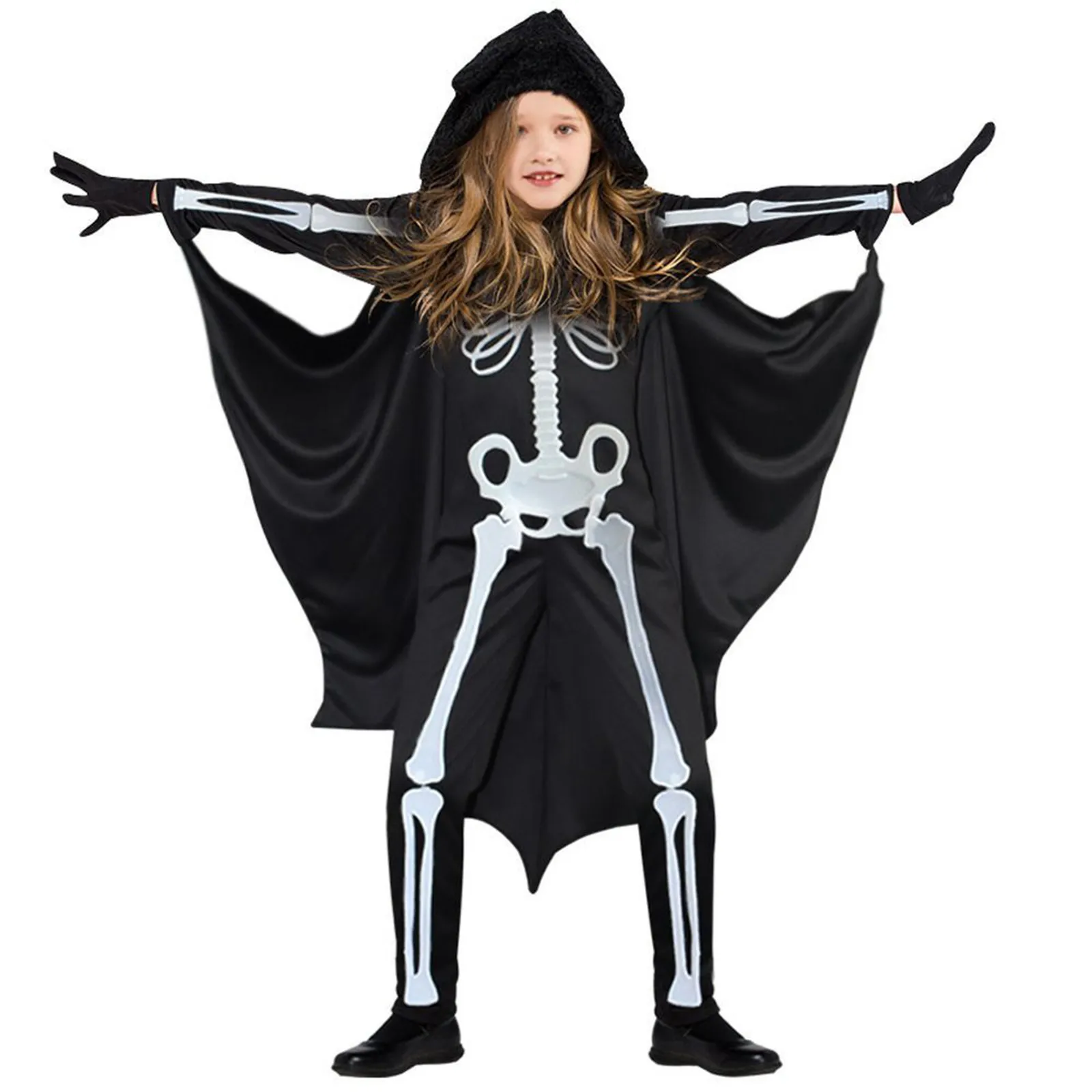 Halloween Scary Bat Cosplay Costume Set Kids Unisex Vampire Bat Costume Jumpsuit Children\'S Clothing Stage Performance Costume.