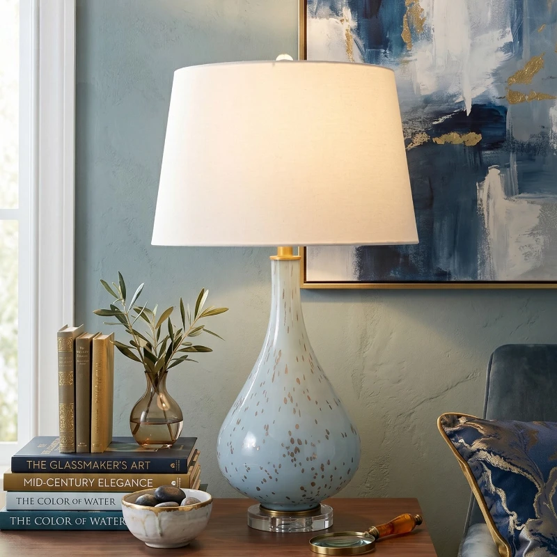 Simple pastoral glass decorative lamp Bedroom bedside table Bedside lamp