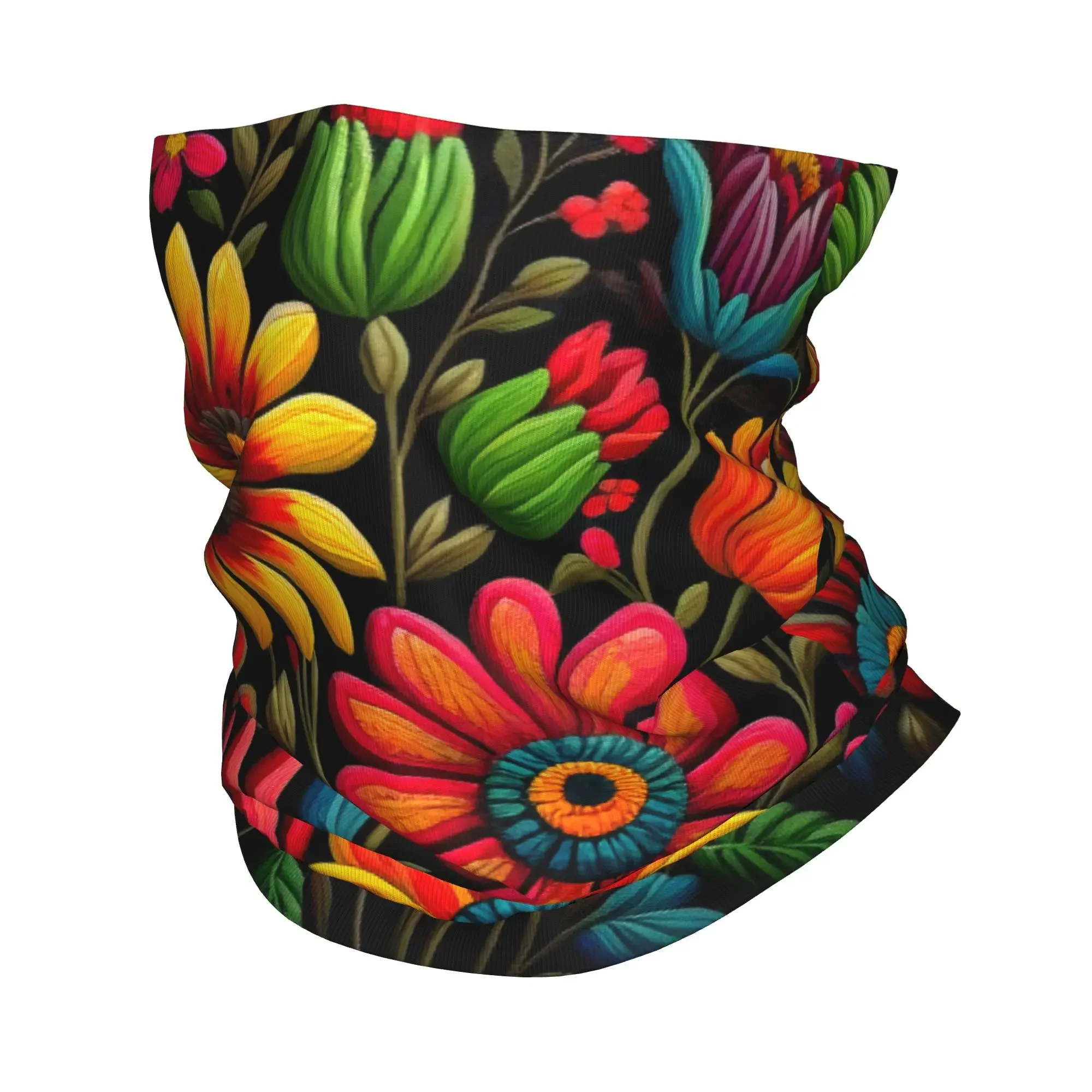 New Colourful Floral Mexican Flowers Neck Gaiter Women Men Windproof Winter  Bandana Scarf for Ski