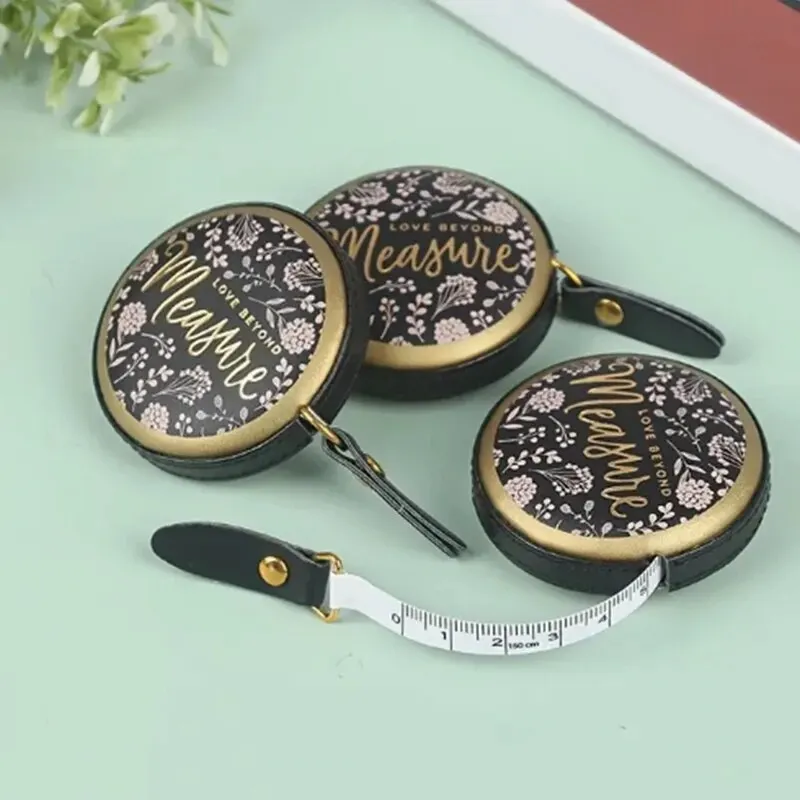 Portable Retractable Vintage PU Leather Mini Tape Measure Nostalgia Measuring Ruler Vintage Sewn cm Inch Roll Scale