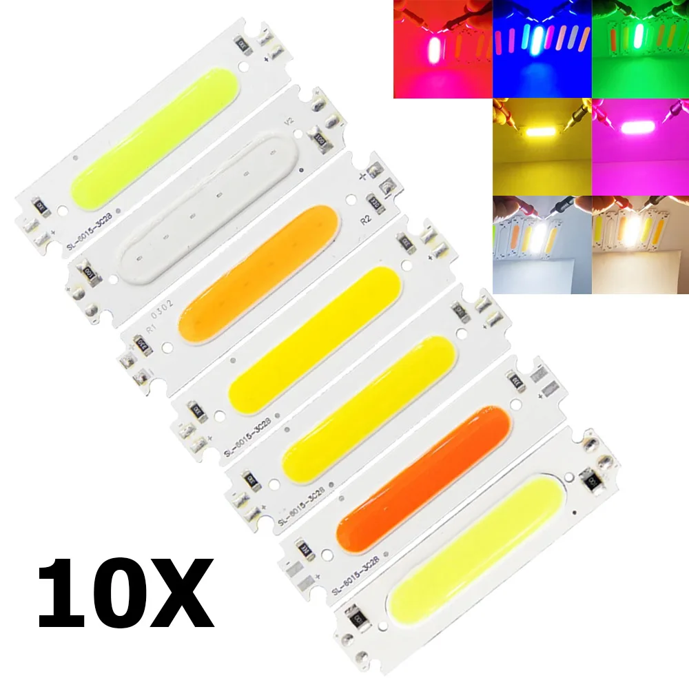 10pcs 60 * 15mm 2W COB LED Chip Board diode module barre de source lumineuse matrice bande lumineuse multicolore 12V pour bricolage accessoires de panneau