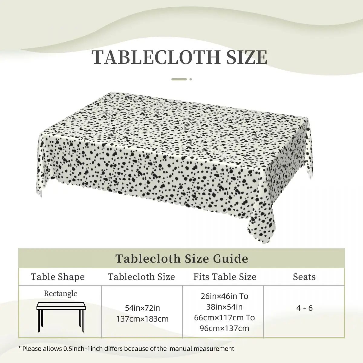 Dalmatian Dog Texture Customized Rectangular Tablecloth Waterproof Table Cover for Festival Party Decorations Table Cloth