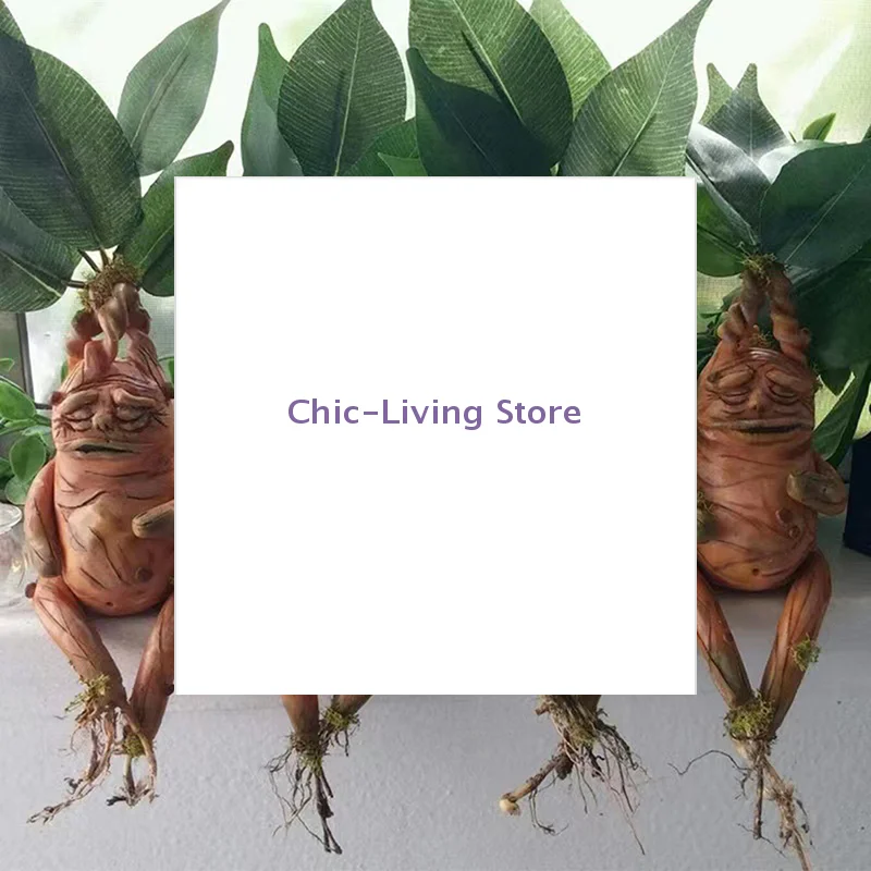 Mandrake Grass Resin Statue Landscape Ornament Art Figurine Crafts for Outdoor Garden Courtyard Living Room Bedroom Gift
