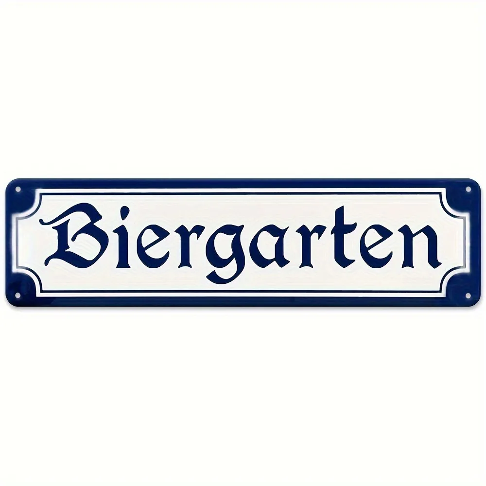 Placa de Metal HD, Arte de Parede Vintage Biergarten, Decoração Retrô para Cervejaria Alemã