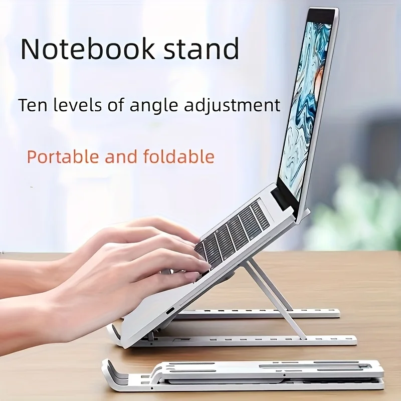 Laptop Stand, Adjustable Foldable Notebook Riser, Portable Collapsible Cooling Bracket for Desktop Office Home Daily Use