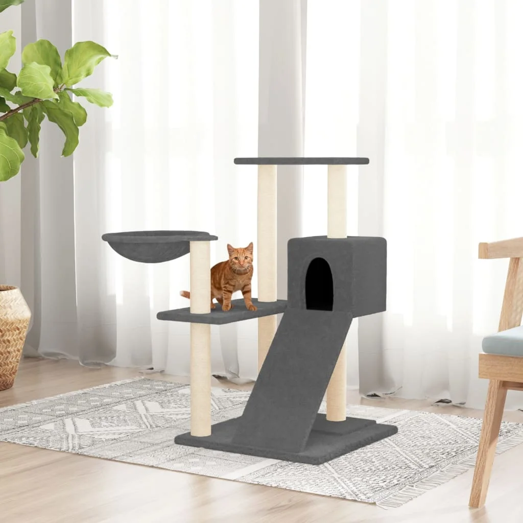 vidaXL Cat Tree with Sisal Scratching Posts Dark Grey 82 cm