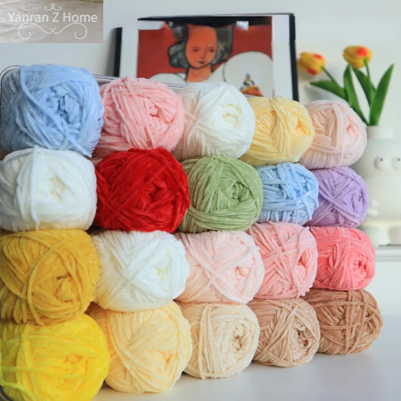 2 ply 100% polyester Yarn Chenille Yarn Hand Knitted Velvet Crochet Yarn Thread line knitting For Needlework doll Sweater Hat