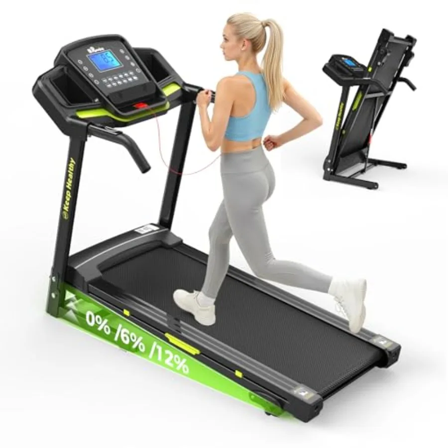 

Складная беговая дорожка 3.5HP для дома, портативная, до 160 кг, с 3 уровнями наклона до 12%, Bluetooth-колонкой и амортизацией