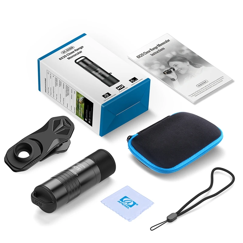 

Телескоп APEXEL 6X 0,3 м с ближайшим фокусом, оптический объектив, Монокуляр HD BAK4, призма, телефото для всех смартфонов, для охоты, кемпинга, путешествий