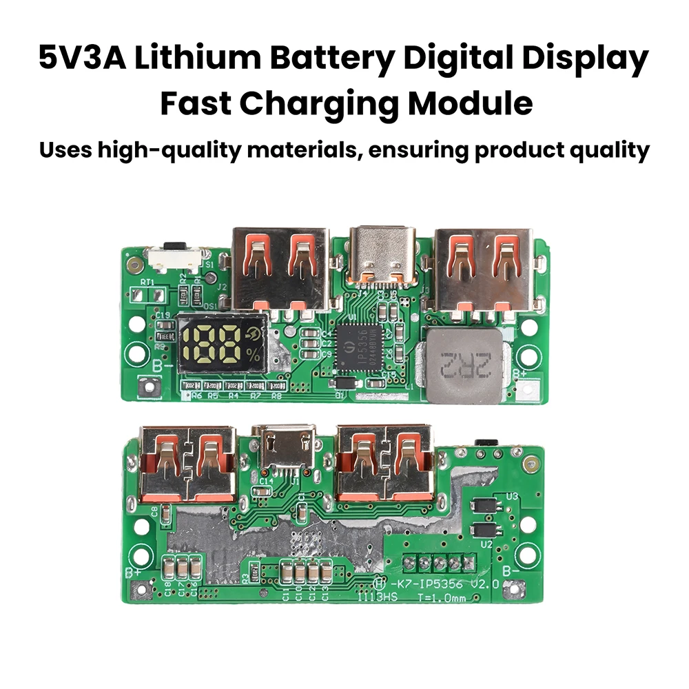 5V 3A Li-ion Battery Nixie Tube Fast Charging Module IP5356 Type-C Micro USB Supports QC3.0 2.0 PD3.0 2.0 AFC FCP SCP DIY Board