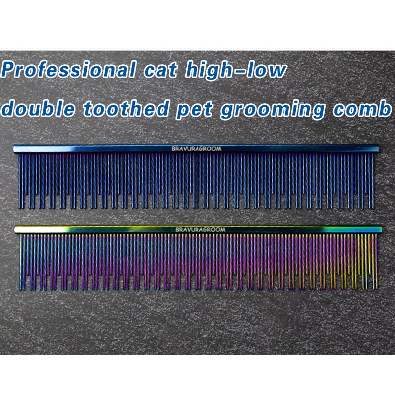 BAVURA Pet Grooming Comb - Stainless steel and aluminum alloy steel pet grooming comb for dogs and cats