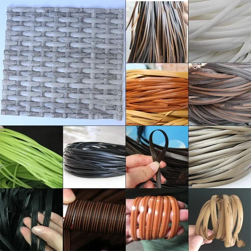 500g Meters PE Gradient Flat Synthetic Rattan Material Roll Handmade Weaving Rope Repair Furniture Bed Sofa Chair Table Bask