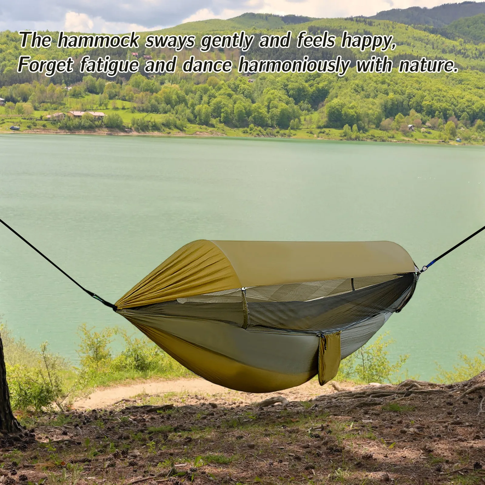 

Mosquito Net Hammock Camping Hammock Anti-Rainfly Mosquito Net Automatic Quick Release Swing Shelter Portable Travel Outdoors