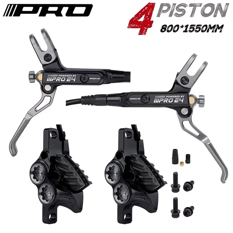 

Iiipro 4-Piston Hydraulic Disc Brake Kit Front Rear Brake 800/1550Mm E-Bike Folding Bike Bicycle Hydraulic Brakes Oil Pressure
