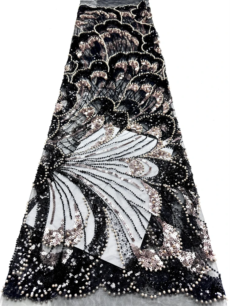 

Африканское кружевное полотно с бусинами 2026: высококачественное французское и нигерийское кружево для свадебных платьев и вечерних нарядов (SHIT2-1404)