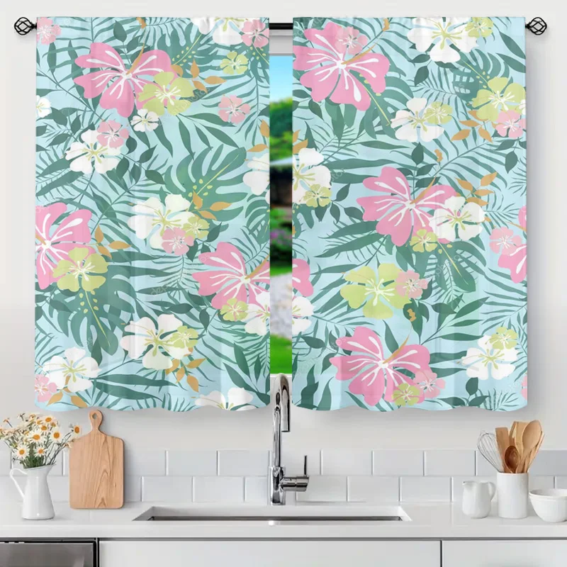 Tropical Floral Botanical Window Curtains Semi Sheer Jungle Leaf Pattern for Living Room Bedroom Home Decoration